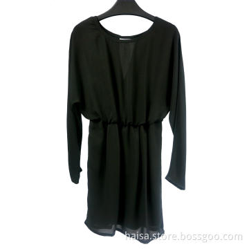 Women's Sexy Black Waist Dress